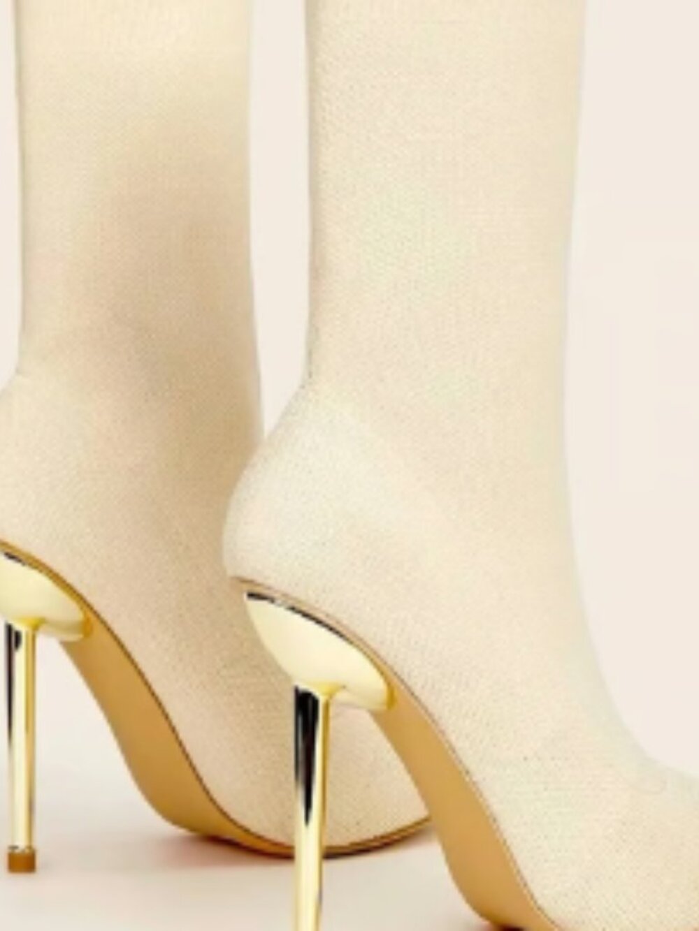 Cuccoo Cream Stiletto Sock Boots - Picture 4 of 4